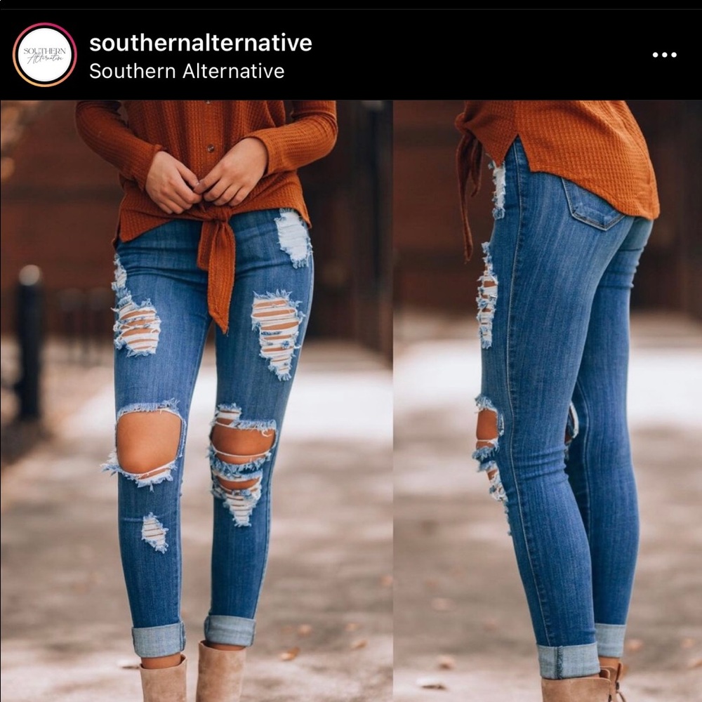 Souther Alternative Spell Distressed Skinny Jeans